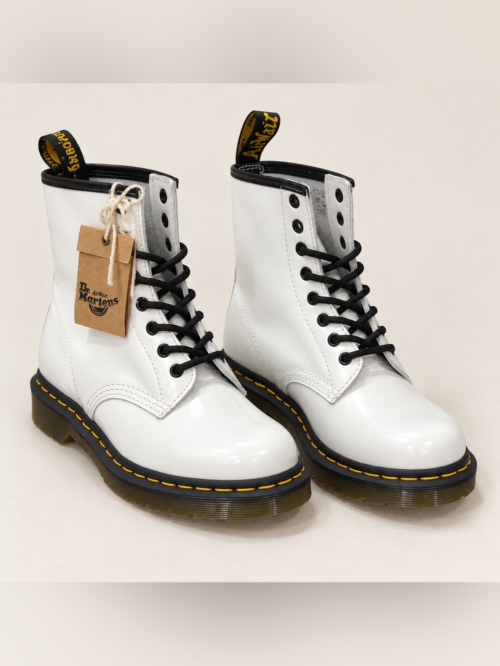 NEW Dr. Martens 1460 White Patent Leather Boots Size 8 (men’s 7) NWT
